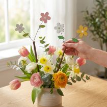 Artikel Decoratieve plug houten bloem H44cm 6 st