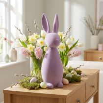 Artikel Decoratief paashaasje – Tweede Keuze – Lila-paars met fluweelachtige afwerking, hoogte 47 cm