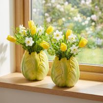Artikel Bloemenvaas met opvallend tulpmotief. Perfect voor de decoratie van de woonkamer. 16 cm, 2 stuks.