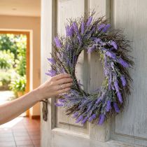 Artikel Kunstmatige lavendelkrans voor de lente, deurdecoratie, decoratieve krans voor de entree, 60 cm