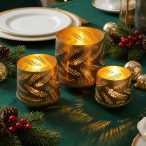 Artikel Theelichthouder kerst metaal brons, goud Ø13.5 / 11 / 8.5cm, set van 3