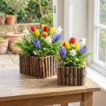 Artikel Plantenschaal vierkant naturel berken takken 14,5/20cm set van 2