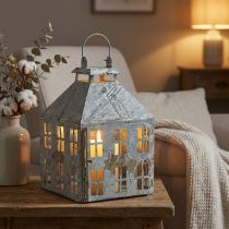 Artikel Vintage decoratieve lantaarn metalen lichthuis wit roest H35cm