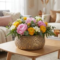 Artikel Sierschaal keramiek goud bloemen bruin Ø23,5cm H11,5cm