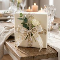 Artikel Cadeaulint met plantmotieven, decoratief dillelint, 40 mm breed, 20 m lang