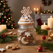 Artikel Snoeppot Kerstkoekjespot sneeuwvlok H20cm