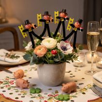Artikel Schoorsteenveger bloemenstaakdecoratie, nieuwjaarsgeluksbrenger, 17 cm, 24 stuks