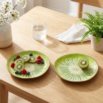 Artikel Ronde keramische borden met kiwi-motief, geschikt voor de eettafel of keuken, 16 cm, 2 stuks