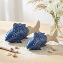 Artikel Keramiek Vis Decoratie Maritiem Blauw Beige 20×8×8.5cm 2 st.