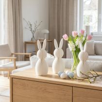 Artikel Decoratief konijnenfiguurtje met een opgevouwen look voor een modern interieur, woonkamer of kantoor, 13 cm, 3 stuks