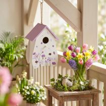 Artikel Vogelhuisje met lentebloemenpatroon, decoratie voor balkon of appartement, 21 cm
