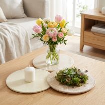 Artikel Onderzetters Tafeldecoratie Bloemen Beige Bruin Ø20cm 3 Stuks