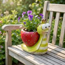 Artikel Decoratieve slak bloempot aardbei keramiek groen rood 15,5cm