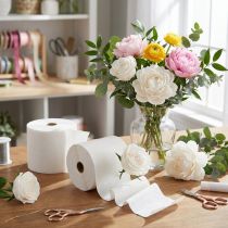 Artikel Bloem crêpe wit B10cm gramgewicht 128g/m² L250cm 2 stuks