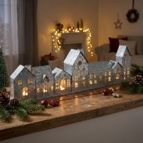 Artikel Decoratieve rij huisjes met theelichthouders, adventsdecoratie, 68 cm
