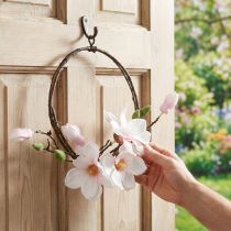 Artikel Sierring kunstmagnolia lentedecoratie om op te hangen Ø24cm