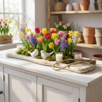 Artikel Houten dienblad, dienblad met koord, naturel hout gewassen wit, shabby chic L60cm