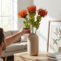 Artikel Speldenkussen Exotische Kunstbloem Oranje Leucospermum Protea 73cm 3st