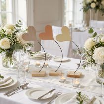 Artikel Tafeldecoratie harten bruiloft, hartdecoratie metaal beige/oranje/geel H40cm 3st