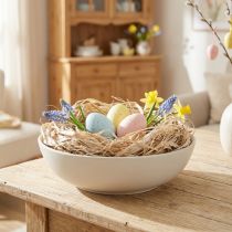 Artikel Plantaardige natuurlijke vezels, jutevezels, wit gewassen, 300 g, doe-het-zelf decoratie, bloemisterij