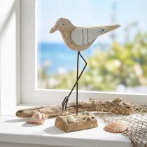 Artikel Zee decoratie, deco zeemeeuw gemaakt van hout, shabby chic, blauw en wit H32cm