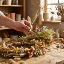 Artikel Gedroogde bloemen DIY set Natuurlijke decoratie voor droogboeketten en kransen 60cm - Duurzame decoratie voor een landhuis