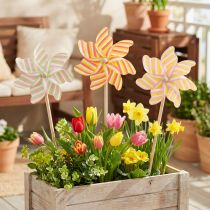 Artikel Tuinpaal in de vorm van een windmolen, aantrekkelijke decoratie voor terras, tuin en balkon, 47 cm, 3 stuks