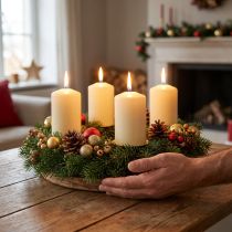 Artikel Pilaarkaarsen Adventskaarsen kaarsen crème 60/40mm 24 stuks