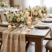 Artikel Tafellint goud beige gerafeld vintage B47cm L1,5m