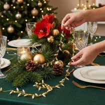 Artikel Decoratief lint kerstverlichting goud zilver B12mm L5m