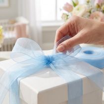 Artikel Organza lint cadeaulint lichtblauw lint blauw zelfkant 25mm 50m