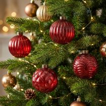 Artikel Kerstballen, glas, rood, 8 cm, 12 stuks