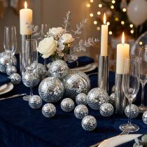 Artikel Decoratieve spiegelbollen, feestdecoratie-element, zilverkleurig, 2-4 cm, 50 stuks