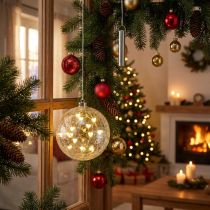 Artikel LED kerstbal glas lichtketting hartjes Ø15cm