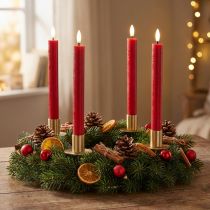 Artikel LED-kaars, rood met warm wit licht, 24 cm, 2 stuks