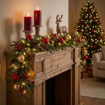 Artikel Kerstsparrenkrans, groen en bruin met dennenappels, 185 cm, decoratie