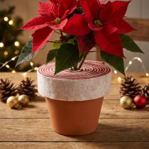 Artikel Tweekleurig potscharnier gemaakt van 100% wol als decoratief viltlint, wit/rood, 7,5 cm breed, 5 m lang