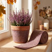 Artikel Tweekleurig viltband van wolvilt, 100% wol, paars/bruin, 15 cm x 5 m