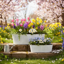 Artikel Ovale metalen kom in wit en zilver, 32,5 cm/37 cm, set van 2.