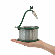 Artikel Metalen plantenbak, regenton, vogelmotief, balkondecoratie, Ø15,5 cm