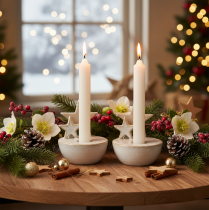 Artikel Keramische sterrenkaarsenstandaards, kerstdecoratie, 11 cm, 2 stuks