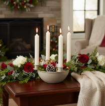 Artikel Kandelaar met 4 houders, moderne adventskrans, beige, 15 cm