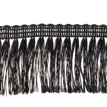 Artikel Zwart lint met franjes 4 cm, koordversiering, decoratieve lurex met franjes 25 m