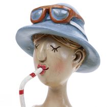 Artikel Vrouwelijke buste cocktail blauw witte decoratieve figuren H10,5cm 2st