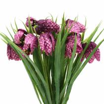 Artikel Schaakbord bloemen Fritillaria kunst paars 29cm 6st