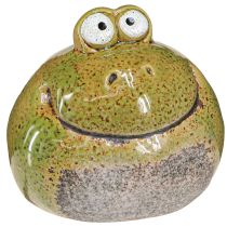 Artikel Kikkerdecoratie groenbruine keramiek kikkerkop H10,5cm 2 stuks