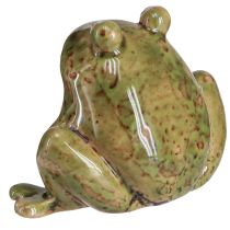 Artikel Kikkerdecoratie, keramiek, groen/bruin, vintage, zomer, 7 cm hoog, 2 stuks