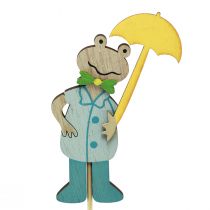 Artikel Kikker met paraplu bloemplug hout 8,5cm 12st