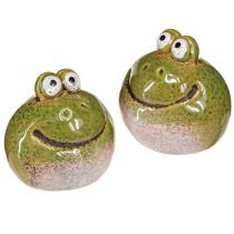 Artikel Kikkerkop Keramiek Zomer Groen Bruin Vintage 7x7cm 4 st