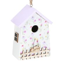 Artikel Lentedecoratie Vogelhuisje Lila Wit H11cm 3 Stuks